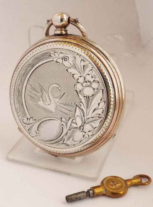 fig 1. A Swiss silver Spiral Breguet pocket watch, circa 1900.