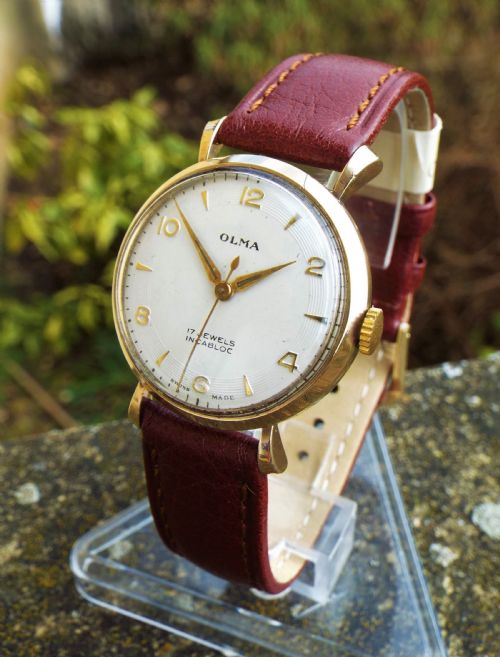 Gents 9ct Gold Olma Wrist Watch, 1956