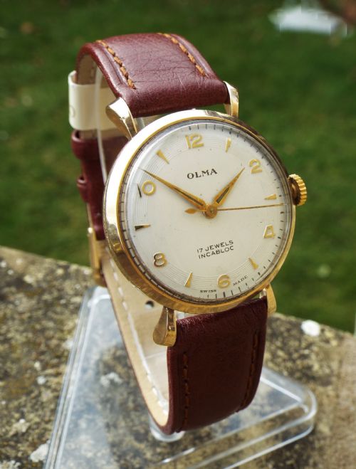 fig 1. Gents 9ct gold Olma wrist watch, 1956