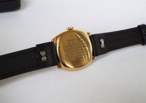 fig 2. 1952 9ct gold J W Benson mid-sized watch, boxed