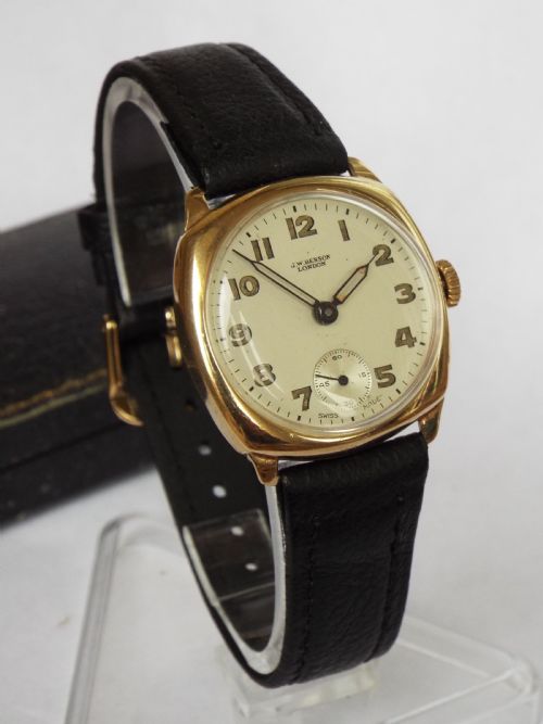 fig 3. 1952 9ct gold J W Benson mid-sized watch, boxed