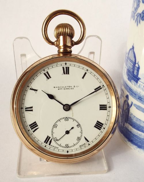 A 1920s Swiss Pocket Watch Originally Retailed by Shackleton & Co Brighouse.