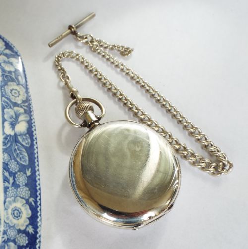 fig 2. Antique silver Thomas Russell pocket watch & chain