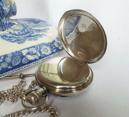 fig 3. Antique silver Thomas Russell pocket watch & chain