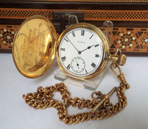 1923 Elgin Full Hunter Pocket Watch and Chain