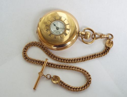 Denco Half Hunter Pocket Watch & Horse Shoe Albert