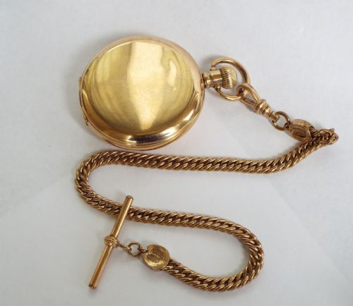 fig 2. Denco half hunter pocket watch & horse shoe albert