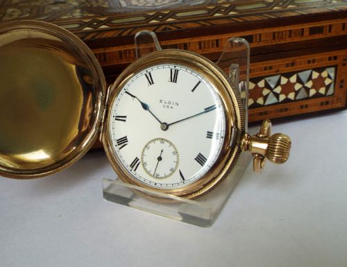 Antique 1917 Elgin Full Hunter Pocket Watch