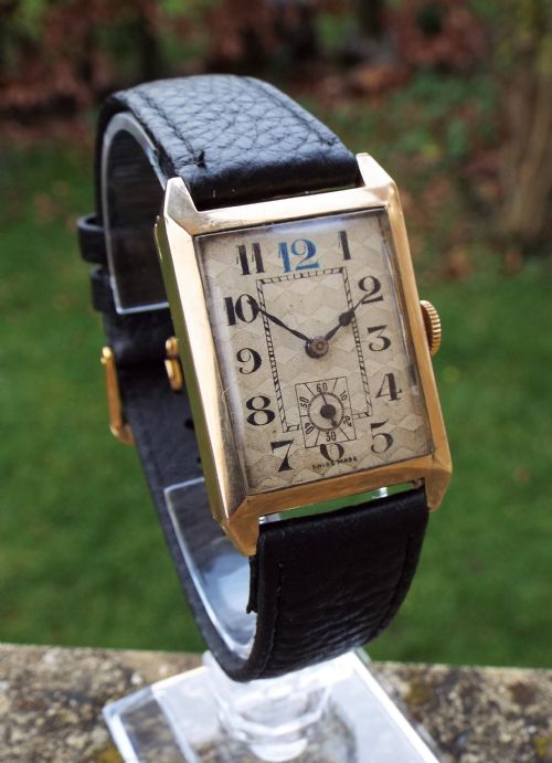 Gents 9ct Gold Art Deco Wrist Watch, 1931