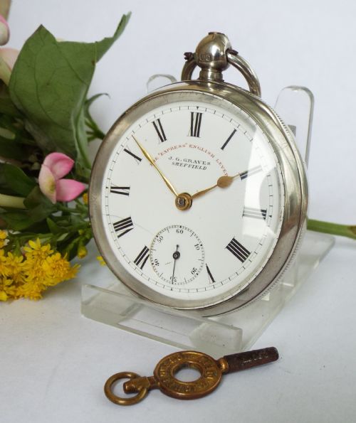 Antique Silver J G Graves Pocket Watch