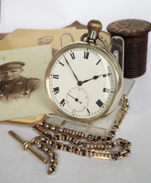 Antique Swiss Silver Pocket Watch, 1918
