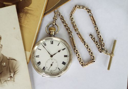 fig 1. Antique Swiss silver pocket watch, 1918