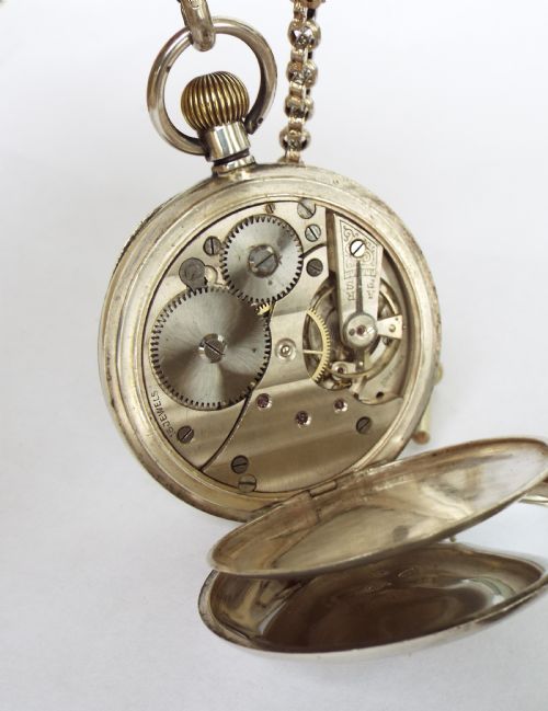 fig 3. Antique Swiss silver pocket watch, 1918