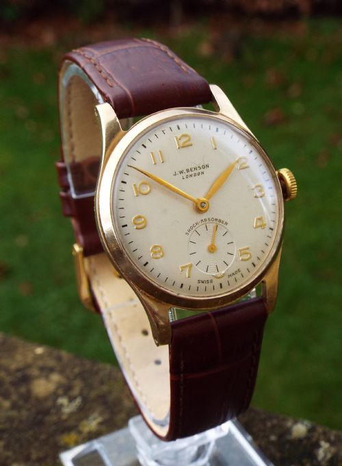 fig 1. Gents 9ct gold Cyma watch for J W Benson, 1960