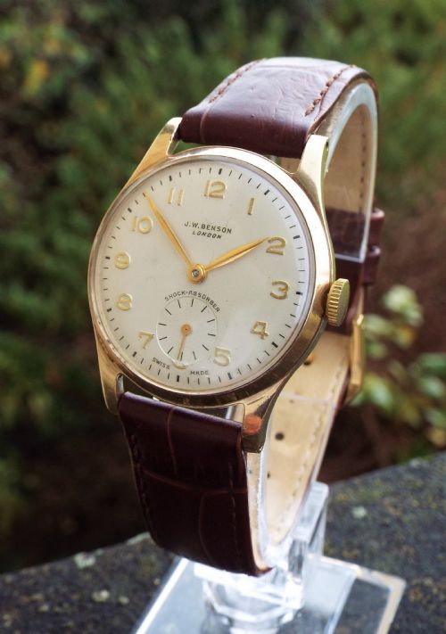 fig 2. Gents 9ct gold Cyma watch for J W Benson, 1960