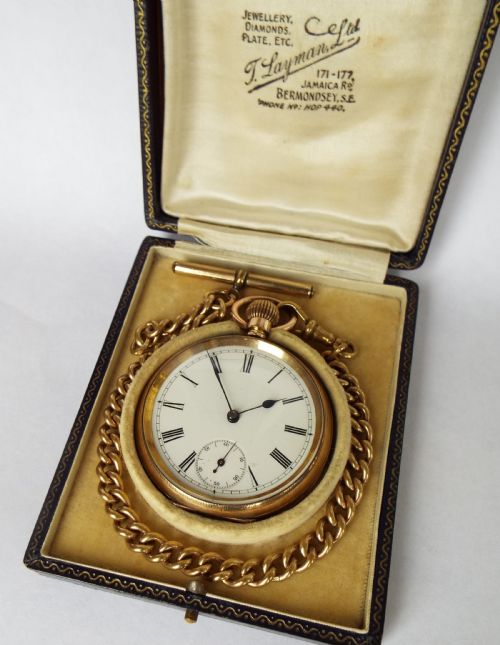 Antique Boxed Omega Pocket Watch with Albert