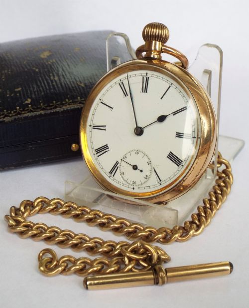 fig 1. Antique boxed Omega pocket watch with albert