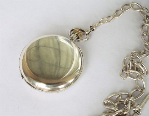 fig 2. Antique silver Errington pocket watch, 1893, and single albert