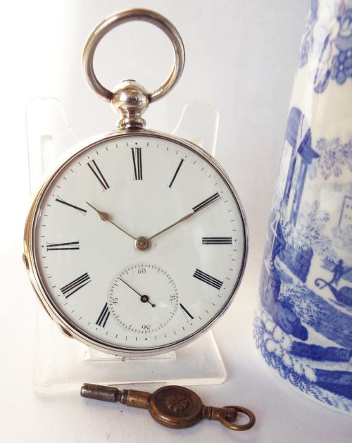 Antique Key Winding White Metal Pocket Watch.