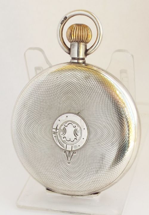 fig 1. 1918 silver full hunter stem winding pocket watch.