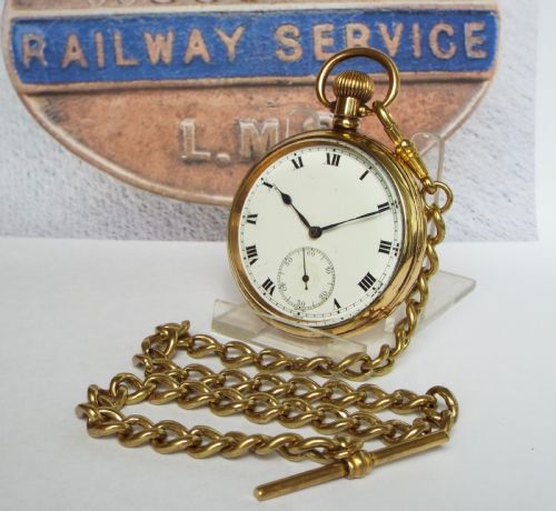 1940s Lms Railway Pocket Watch and Albert