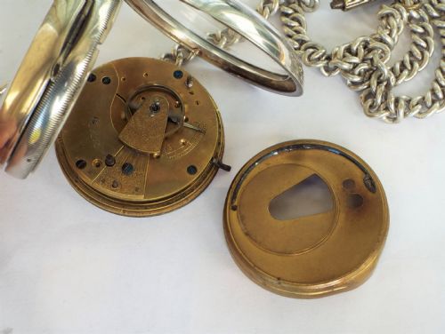 fig 3. Antique Wm Ehrhardt silver pocket watch and chain