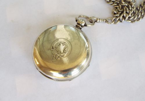 fig 4. Antique Wm Ehrhardt silver pocket watch and chain