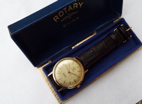 fig 1. Gents 9ct gold Rotary Rotamatic wristwatch, 1960