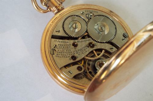 fig 3. Rare Preston Senior hunter pocket watch by Waltham