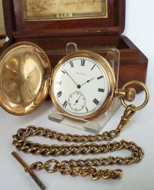 1925 Elgin Full Hunter Pocket Watch and Chain