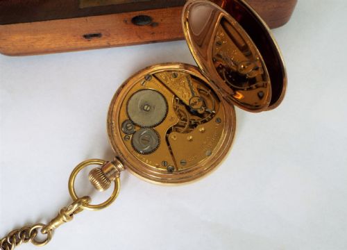 fig 1. 1925 Elgin full hunter pocket watch and chain