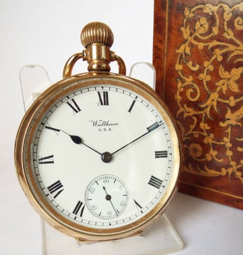 Antique 10ct Gold Filled Waltham Traveler Pocket Watch.