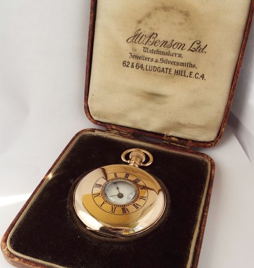 A 1920s Boxed Revue Half Hunter  Pocket Watch from J W Benson.