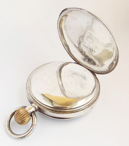 fig 2. Antique WW1 era silver Omega pocket watch, c1914.