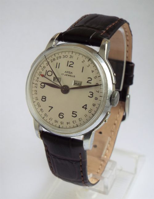 fig 1. Gents 1940s Arsa triple date wrist watch