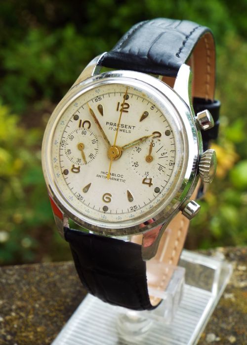 Gents 1950s Praesent Chronograph / Wrist Watch
