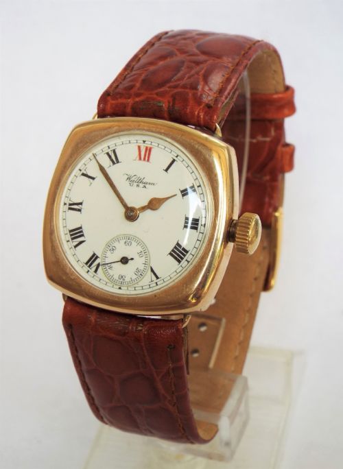 Gents 9ct Gold Waltham Wrist Watch, 1920s/30s