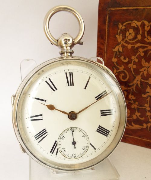 Antique 1901 Silver Key Winding Pocket Watch.
