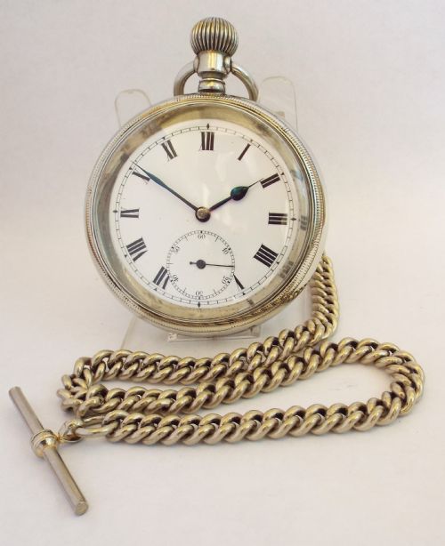 A Vintage 1920s Swiss Pocket Watch & Chain.