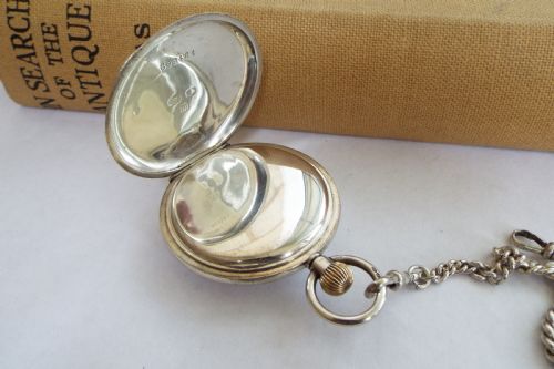 fig 2. 1907 silver half hunter pocket watch and chain