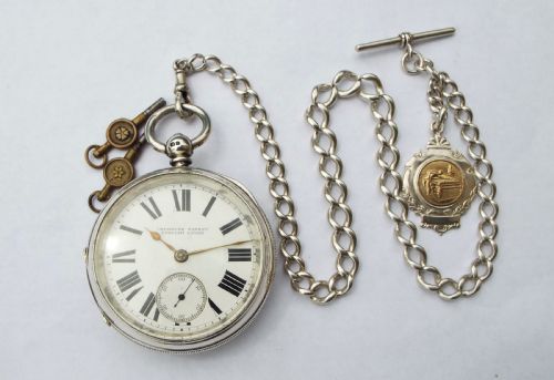 fig 1. Antique silver Improved Patent watch and chain