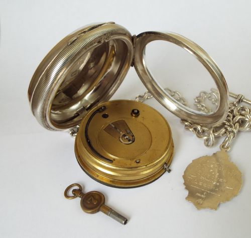 fig 2. Antique silver Improved Patent watch and chain