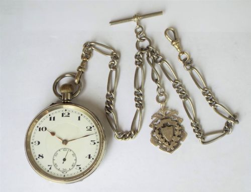 fig 1. Antique Globe pocket watch and double albert