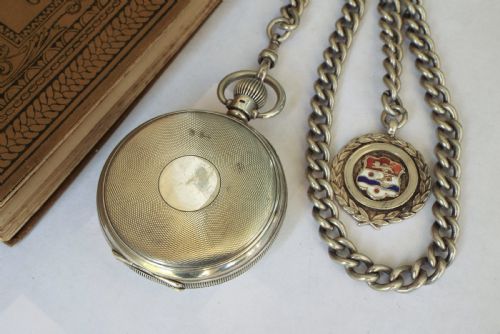fig 2. 1930s silver Vertex pocket watch and albert