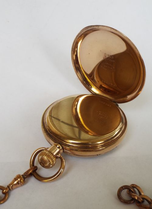 fig 2. 1920s Swiss open faced pocket watch and chain