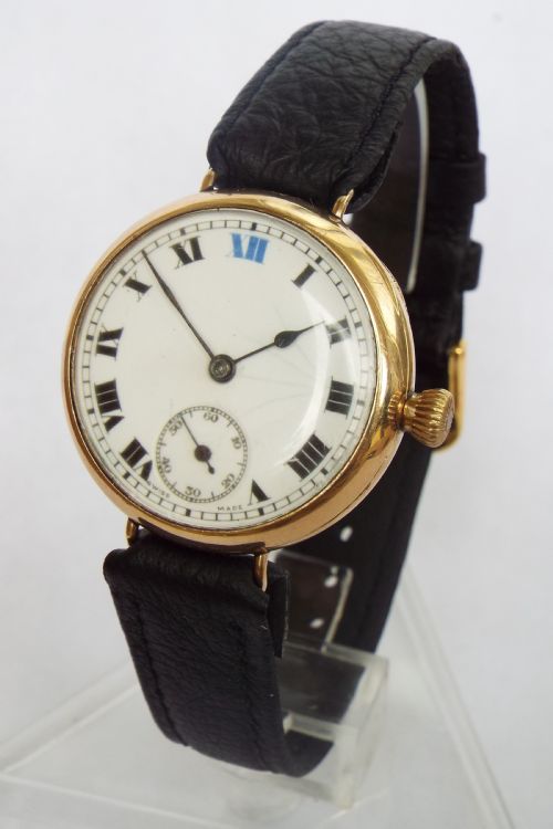 Antique 9ct Gold Trench Watch, 1919