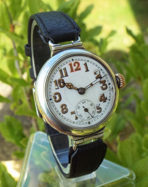 fig 1. Gents WW1 silver wrist watch, 1915