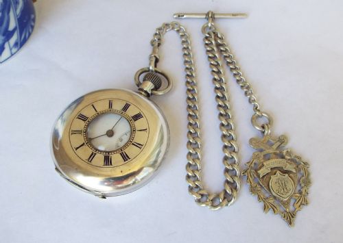 fig 1. Longines silver hunter watch for Thomas Russell