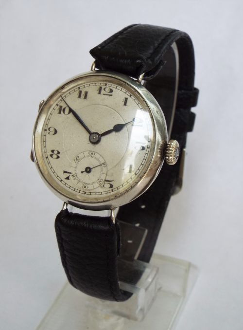 fig 1. Gents antique silver wrist watch, 1918