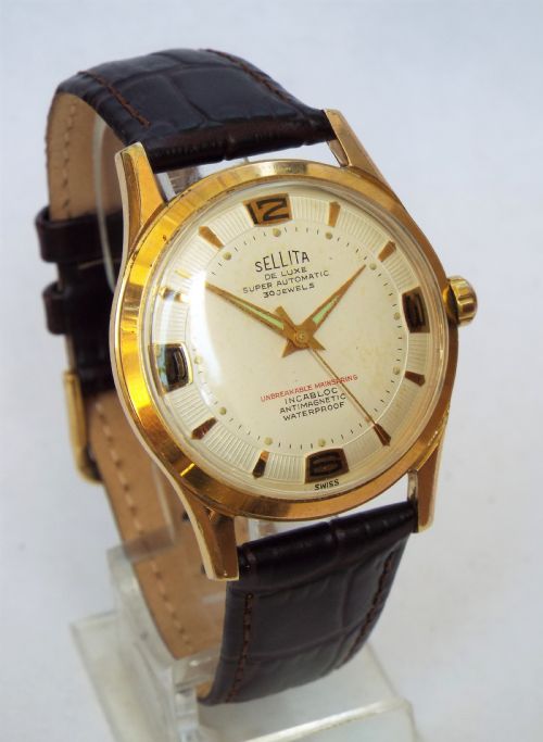 fig 1. Gents 1950s Sellita De Luxe wrist watch